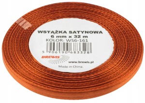 WSTĄŻKA SATYNOWA tasiemka atłas 6mm 32m MIEDZIANA