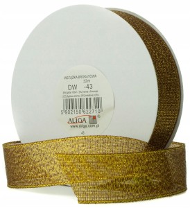 WSTĄŻKA BROKATOWA tasiemka 25mm 32m C.ZŁOTA