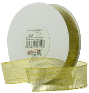 WSTĄŻKA BROKATOWA tasiemka 12mm 32m J.ZŁOTA