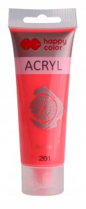 FARBA AKRYLOWA tuba HAPPY COLOR 75ml czerwony fluo