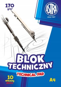 BLOK TECHNICZNY szkolny A4 Astra 10k 170g BIAŁY