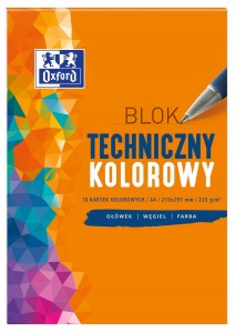 BLOK TECHNICZNY A4 Oxford 10k KOLOROWY mix