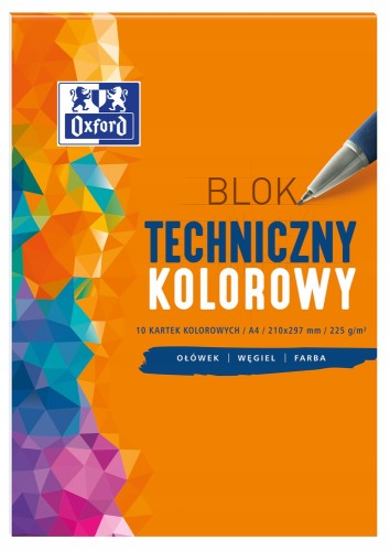 BLOK TECHNICZNY A4 Oxford 10k KOLOROWY mix