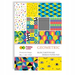 BLOK GEOMETRIC A4 z motywami Happy Color 15 papier