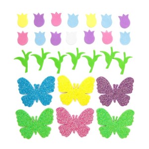 Naklejki z pianki - DpCraft - Tulipany i motyle Wiosna 92 szt.