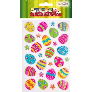 Naklejki klasyczne 3d Aliga Wielkanocne Pisanki 28szt. mix
