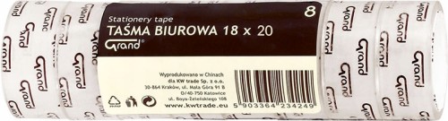 Taśma klejąca biurowa szkolna 18mm x 20m 8 SZTUK