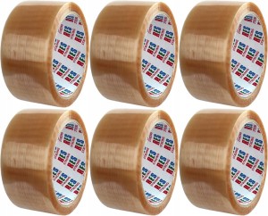 TAŚMA KLEJĄCA PAKOWA KAUCZUKOWA bezbarwna - 48mm x 54metry - 6 sztuk