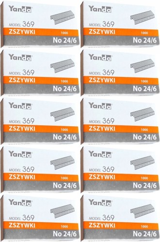 Zszywki YANDA 24/6 ocynkowane 10x1000szt. - Zestaw