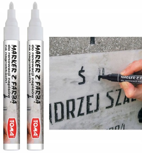 Marker do RENOWACJI NAGROBKÓW Toma PISAK biały - ZESTAW 2 szt.