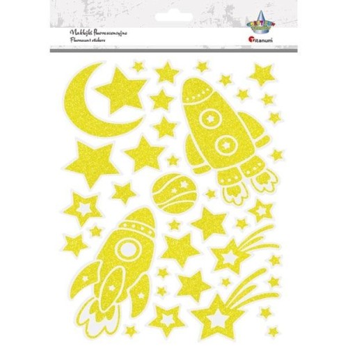 Naklejki dekoracyjne Kosmos FLUORESCENCYJNE Świecące w ciemności 40szt.