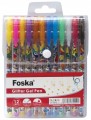 DŁUGOPISY kolorowe FOSKA ŻELOWE Glitter 12 kolorów
