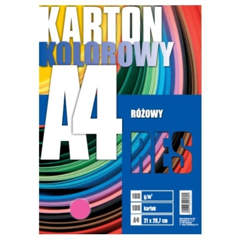 BRYSTOL karton A4 RES 160g RÓŻOWY opk.100